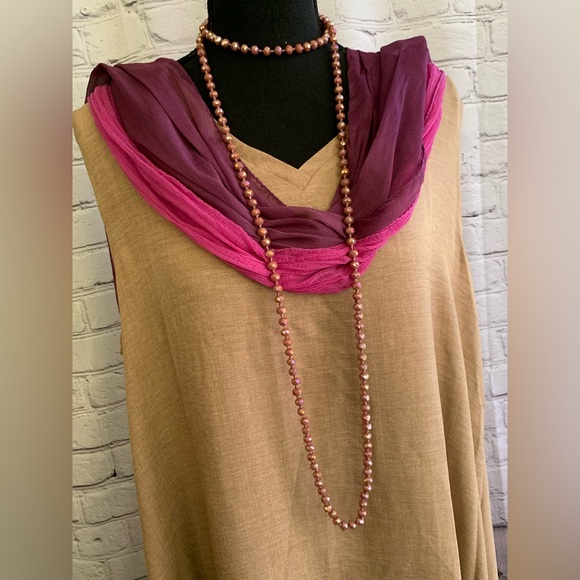 Dusty Rose AB Czech Crystals Flapper Length Vintage Necklace - Picture 6 of 6